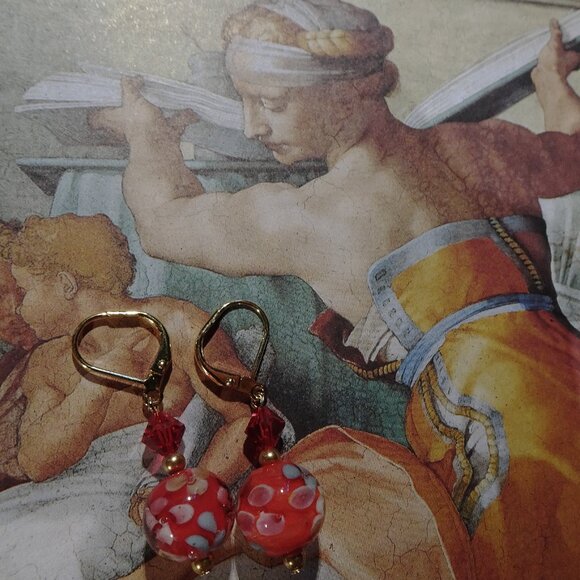 Lampwork earrings in petite 12 mm. Czech beads & Austrian crystals in six colors - Picture 11 of 16